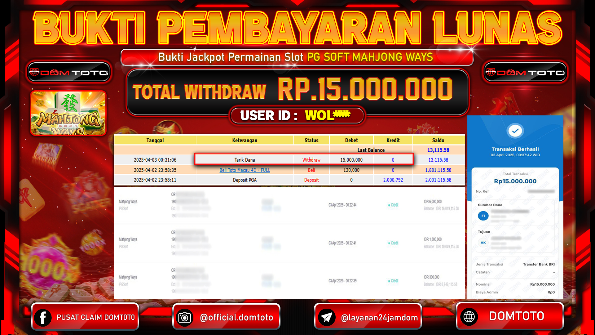 JACKPOT SLOT MAHJONG WAYS 03 APRIL 2025